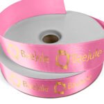 Custom 1 1/2" Badge Satin Ribbon - 100yd Roll - Foil Print - 2
