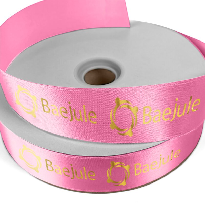 Custom 1 1/2" Badge Satin Ribbon - 100yd Roll - Foil Print - 2