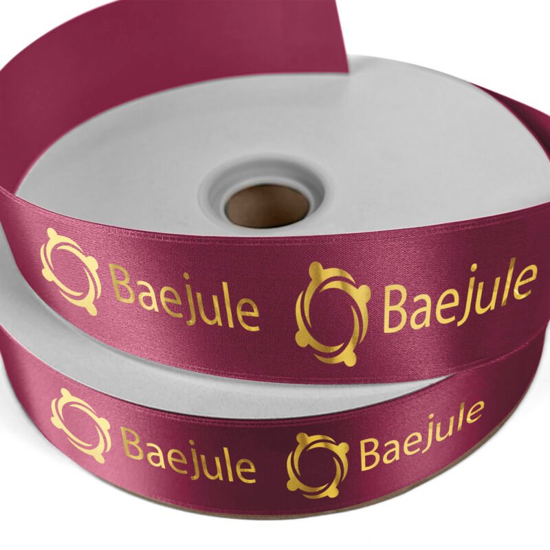 Custom 1 1/2" Badge Satin Ribbon - 100yd Roll - Foil Print - 4