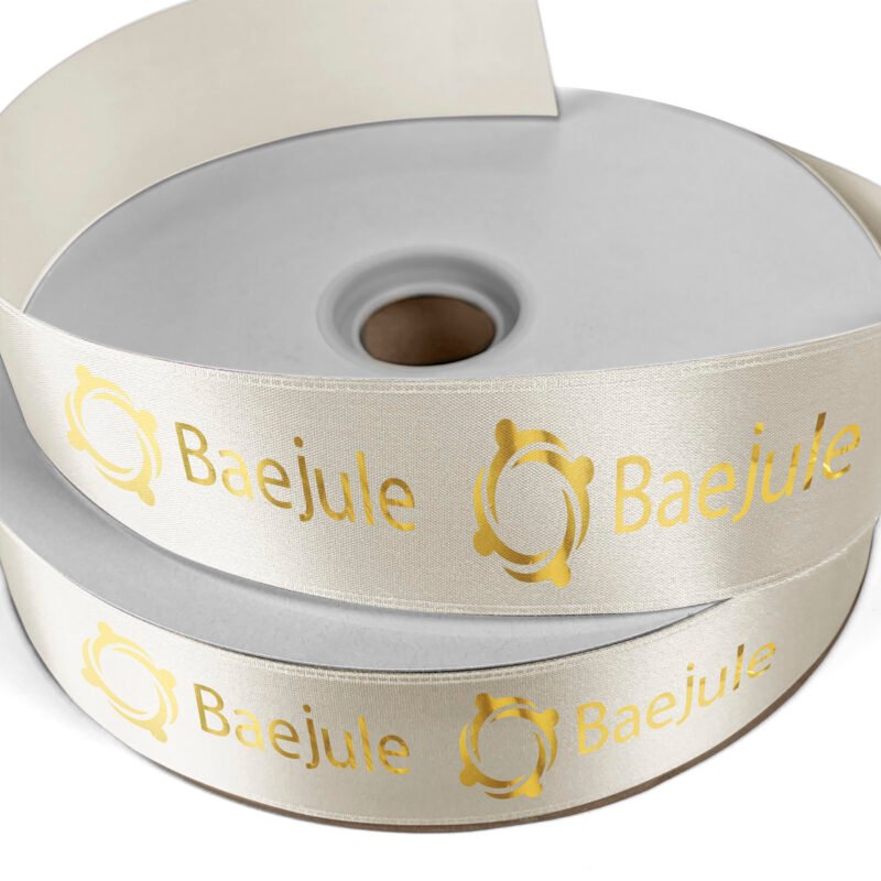 Custom 1 1/2" Badge Satin Ribbon - 25yrd Roll- Foil Print - 6