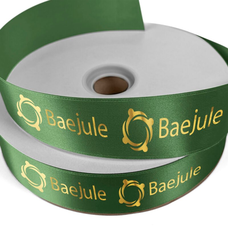 Custom 1 1/2" Badge Satin Ribbon - 25yrd Roll- Foil Print - 9