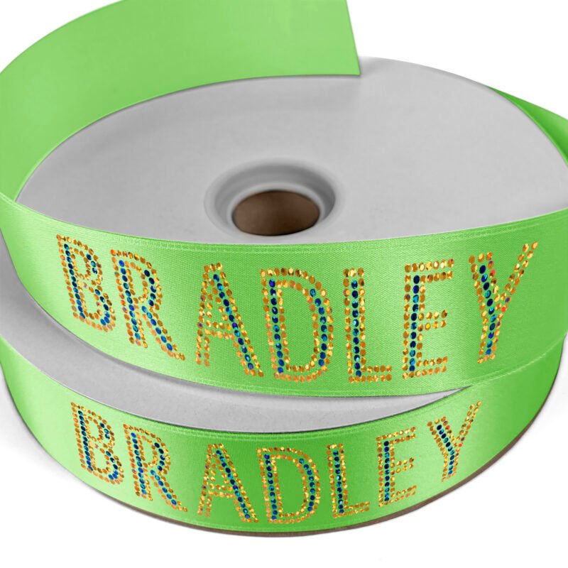 Custom 1 1/2" Badge Satin Ribbon - 50yd Roll - Sparkle - 9