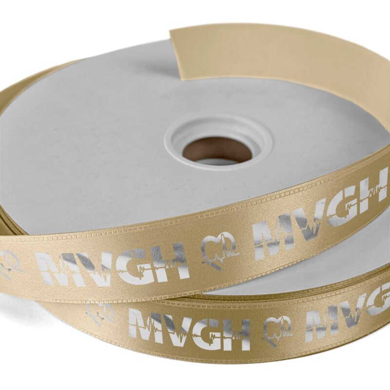 Custom 1" Badge Satin Ribbon - 100yrd Roll - Foil Print - 9