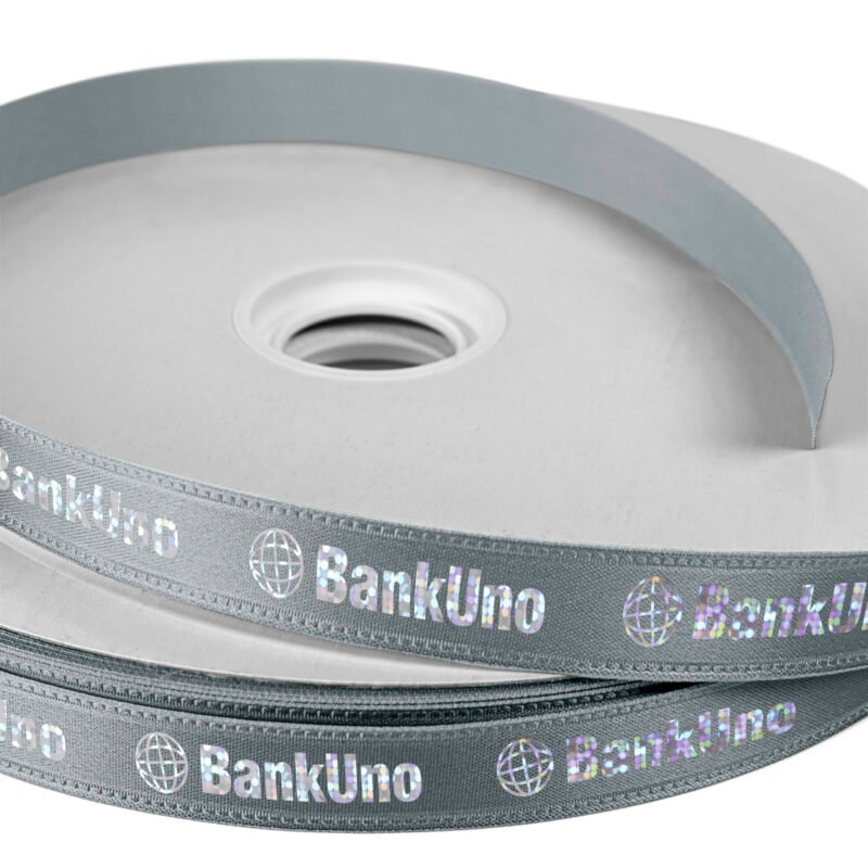 Custom 5/8" Badge Satin Ribbon - 50yd Roll - Foil Print - 4