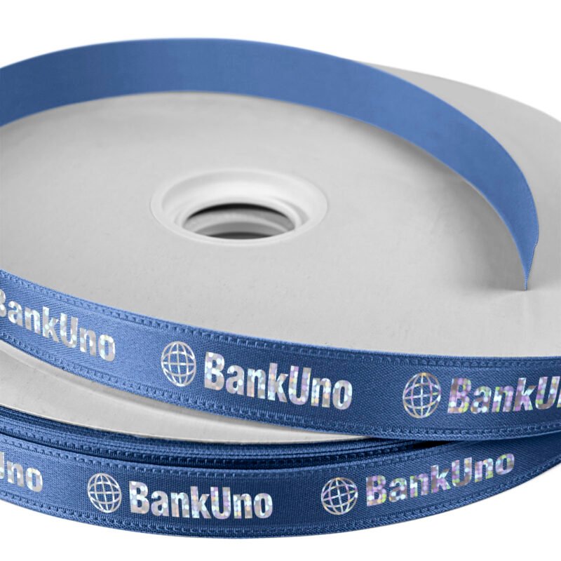Custom 5/8" Badge Satin Ribbon - 50yd Roll - Foil Print - 6
