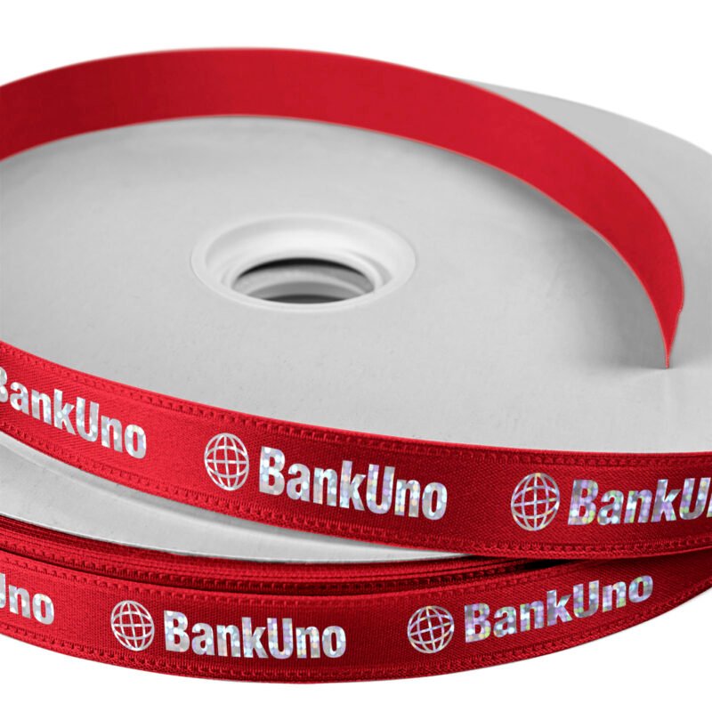 Custom 5/8" Badge Satin Ribbon - 50yd Roll - Foil Print - 7