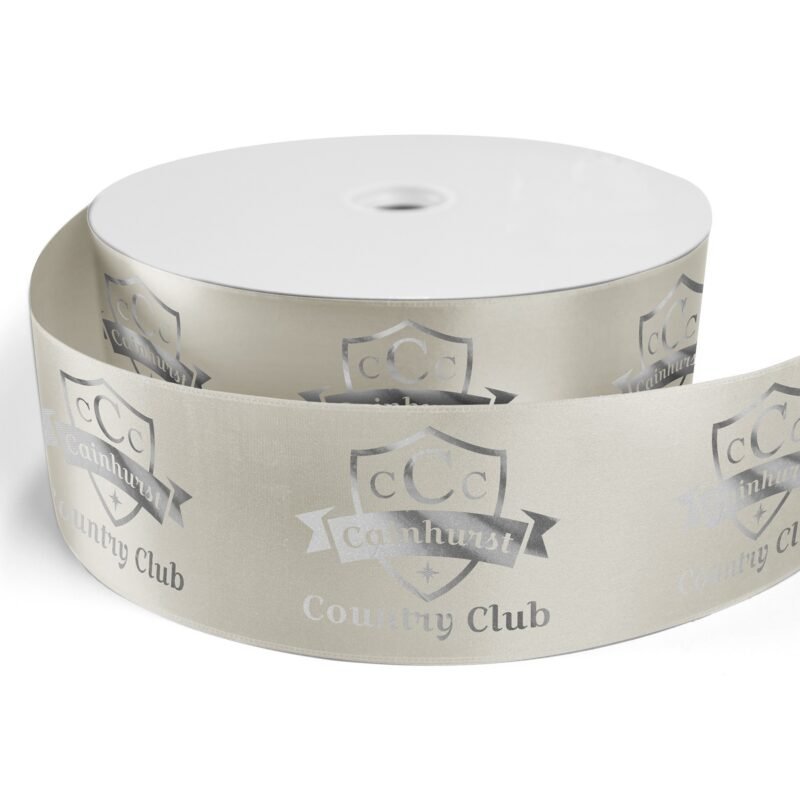 Custom 3" Badge Satin Ribbon - 25yrd Roll - Foil Print - 8