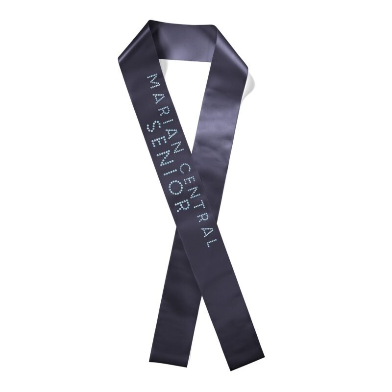 Custom 3" Badge Satin Sash - 65" Long - Sparkle - 6
