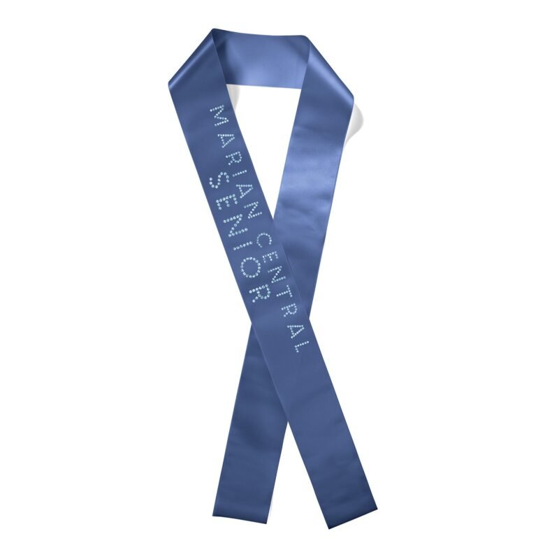 3-Badge-Satin-Sash-65-Long-Sparkle-SP50RIS0365 Custom 3" Badge Satin Sash - 65" Long - Sparkle