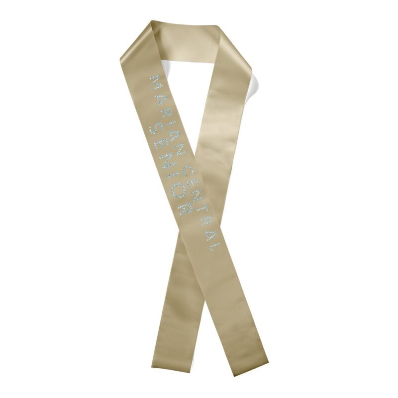 Custom 3" Badge Satin Sash - 83" Long - Sparkle - 8
