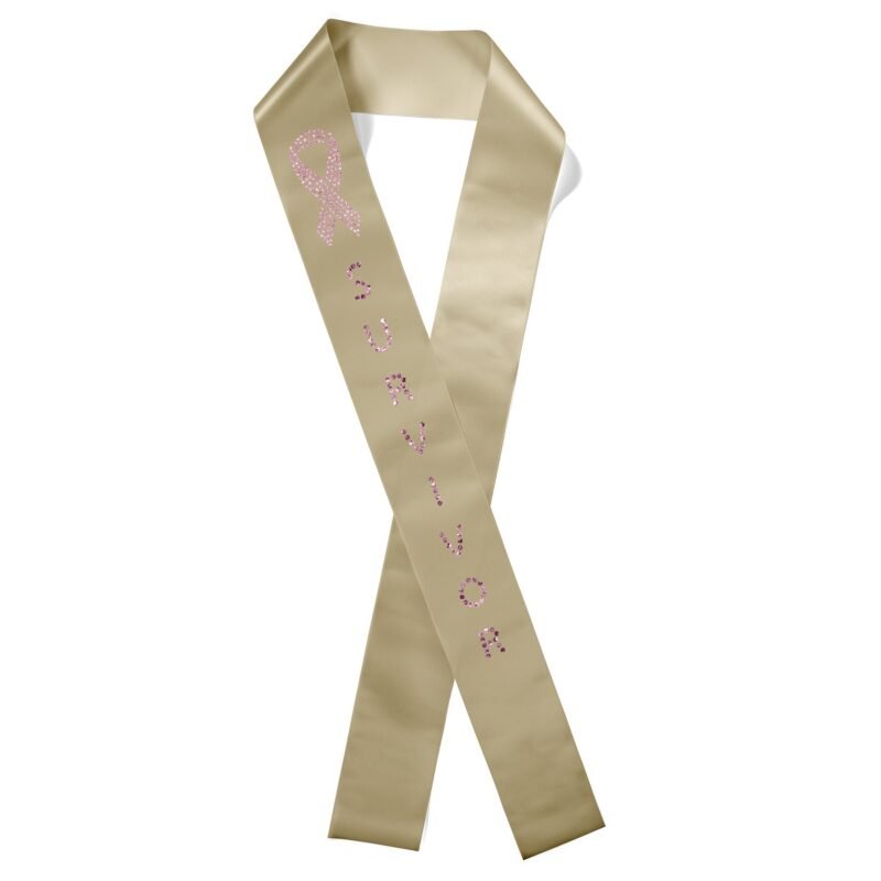 Custom 4" Badge Satin Sash - 65" Long - Sparkle - 8